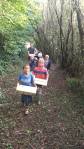 Children helping with harvest at Huxhams Cross Farm
