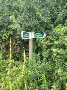 Signpost at Huxhams Cross Farm